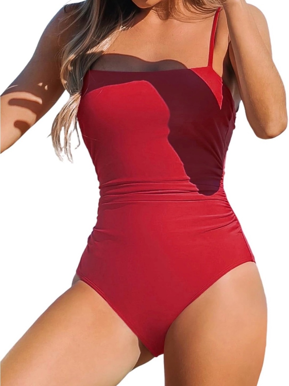 CUPSHE Women's One Piece Swimsuit Square Neck Tummy Control Back Cutout Size S